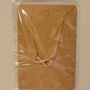 Rhinestone Infinity Symbol Necklace Pendant Clear Gold Tone